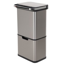 B-Ware Sensor-Mülleimer Mülltrenner 60L Abfalleimer Papierkorb Silber Müllkübel
