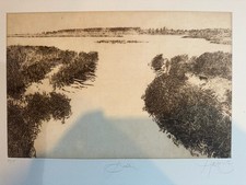 Walter Herzog – „Bodden“ – Original-Radierung (handsigniert, im Passepartout)