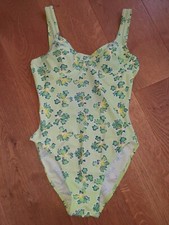 BÜGEL-BADEANZUG SWIM-SUIT SWIMSUIT Gr. 36, S VINTAGE hellgrün-gelb-weiss 