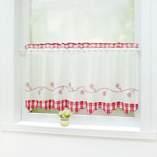 Scheibengardinen Landhausstil Bistrogardine Stangendurchzug Kurzstore Modern Rot