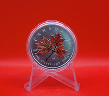 Kanada 5 Dollar Silbermünze 2001 Maple Leaf 1 oz,coloriert m. Etui und Kapsel
