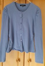 One Touch Damen Strickjacke blau Cardigan Gr. 38 Viskose geraffte Ärmel