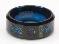 Unisex Ring Wolfram schwarz-blau Bandring Wolframcarbid Gr. 54 NEU; K1 1846
