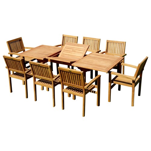 Teak set tlg gartengarnitur - set, 9-tlg.