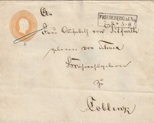 3 Sgr. Ganzsache MiNr. U 3 B Großformat mit Ra2 FRIEDEBERG i.d. Nm