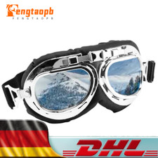 Motorradbrille Fliegerbrille Boarder Retro Piloten Goggles Glass Spiegel Silber