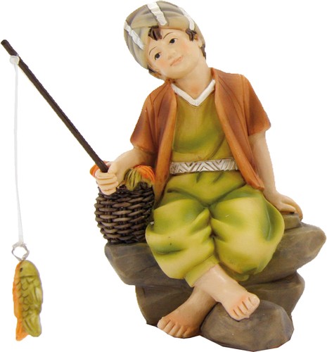 Krippenfigur angler sitzend - krippenfigur,