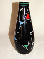 Vase Schwarzglas VEB Wasungen