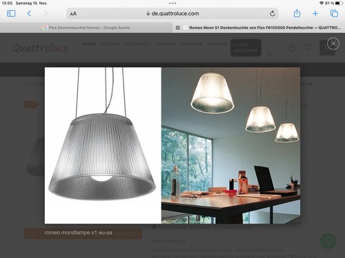 Flos pendelleuchte romeo moon - pendelleuchte,