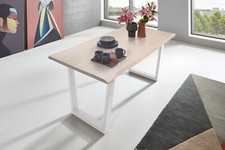 Baumkanten-Tisch Esszimmertisch 180 cm Grau weiß B-WARE 41578