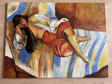 Modigliani Sitzende nackte Frau Kopie Öl Auf Leinwand Handgemalt Unikat 50x60 cm