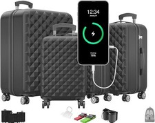 Koffer Set 4-tlg. S-M-L-XL PREMIUM mit TSA Schloss USB Hartschalen Roll Trolley