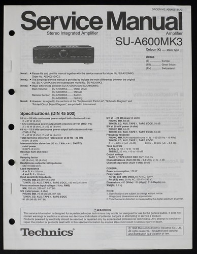 Original technics a600mk3 - technics, su-a600mk3