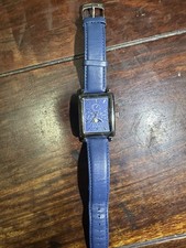 Jacques Cantani Mondphase Quarzuhr Herren Blau und Silber Edelstahl Armbanduhr