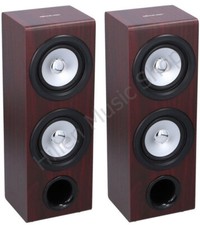 100Watt 40cm Standlautsprecher Paar Kirschholz Optik, Holzgehäuse, Bassreflex