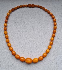 Butterscotch Bernstein Kette 41 Steine (Oliven) 47cm Halskette aus Nachlass