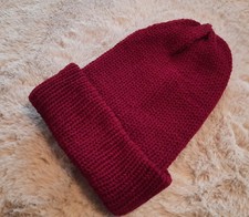 ~Warme dicke Strick Woll Mütze~handgestrickt~One Size~kirsche~Neu