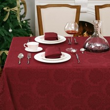 Romanstile Weihnachts Tischdecke Weinrot 240x140 cm, Jacquard Barock Vintage