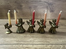Vintage Messing Engel Kerzenhalter – 5-teiliges Set – ca. 6,5 cm hoch