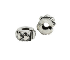 2 Metallperlen Clip Herz antik