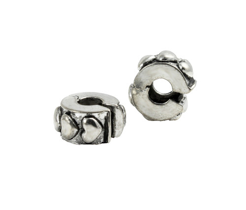 Metallperlen clip herz - herz, antik
