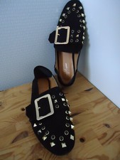 sergio todzi Damen Slipper Pantolette Wildleder Schwarz Gr. 38,5 mit Nieten TOP