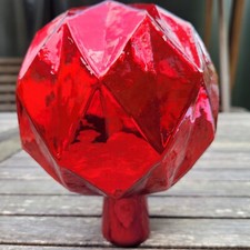 Raute Muster Gartendeko Kugel rot 15cm Rosenkugel Glas Gartenkugel Bauernkugel