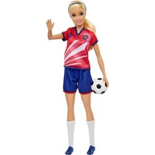 Barbie Fußballspielerin-Puppe, blond, Trikot mit der Nummer 9, Fußball, Stollens