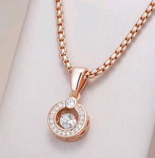 Luxus Damen Halskette 585er Rolled Roségold Walzgold schwankende Zirkon Elegant 