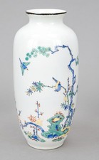 Japanische Porzellanvase, Kakiemon-Stil, Vögel & Bambus, Arita/Showa um 1930/50