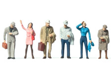 Preiser 14088 Wartende Reisende 6 Figuren 1:87 H0 handbemalt, Neu Maßstab 1:87