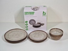 Bo-Camp Halo Beige Geschirrset 12tlg Camping Melamin NEUWERTIG 1 TELLER FEHLT!