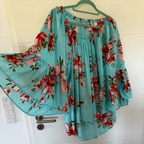 Bohemian tunika türkis blumen - bohemian,