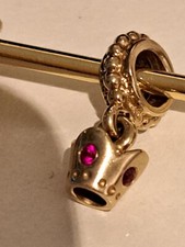 Pandora 585 Gelbgold Gold 14K Charm Krone mit Rubin