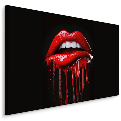 Canvas leinwandbild rote mund - leinwandbild,