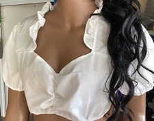 Dirndl Bluse Weiß Spitze