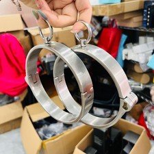 Cosplay Metall Stahl Halsband Halsfessel O Ring Choker Locking Rollenspiel DE