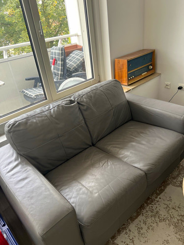 Graues leder sofa sitzer - graues, 2-sitzer