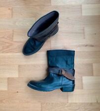 MOMA Stiefeletten Biker Boots komplett Leder schwarz 39