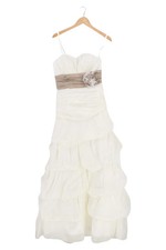 KLEEMEIER Damen Abendkleid 38/M Weiß Elegant Romantisch Maxikleid Rüschen