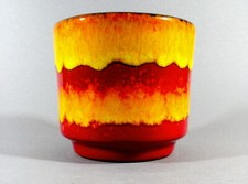 VINTAGE FAT LAVA CERAMIC PLANTER POT  WEST GERMAN POTTERY 1970s MID CENT MODERN