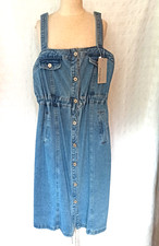 Damen Midi Jeans Träger Kleid