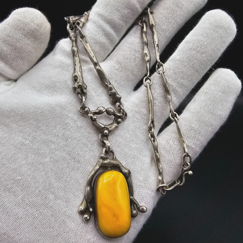 Alte bernstein silber kette - alte,