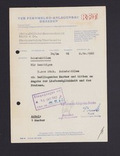 DRESDEN, Brief 1962, VEB Fernmelde-Anlagenbau RFT