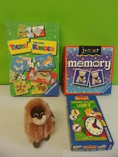 3 Kinder-Spiele: Memory u.a. + Stofftier Affe (1094 g)