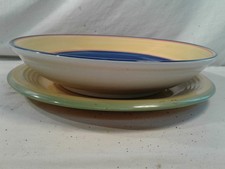 Geschirr Set 2tlg,Keramik Platte+Schüssel farbenfroh,groß+rund,o Muster,Dm30cm