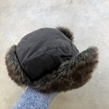 Barbour International Trappermütze - Größe L - gewachste Baumwolle & Kunstfell - gut 