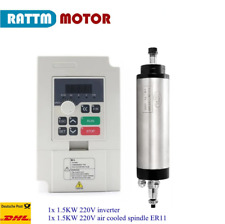 【DE】1.5KW 220V Air Spindle Motor 65mm ER11 CNC Spindelmotor+1.5KW Inverter VFD