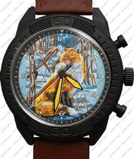 Lone Winter Fuchs Design Armee Stil Lederarmband Armbanduhr