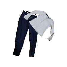 Schlafanzug Gr. 116 Pocopiano dunkelblau / grau-rosa gestreift gut